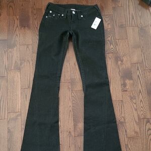 New True Religion Women's Joey Sequin Black Flared Jeans Size 27